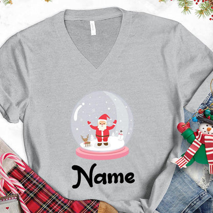 Christmas Snow Globe Colored Edition Personalized Version 2 V-Neck - Brooke & Belle