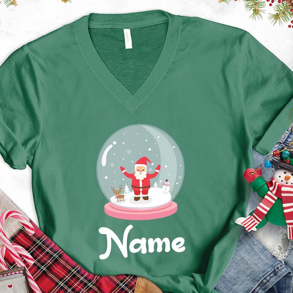 Christmas Snow Globe Colored Edition Personalized Version 2 V-Neck - Brooke & Belle