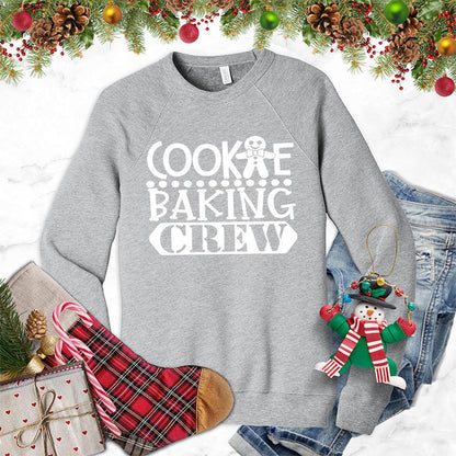 Cookie Baking Crew Sweatshirt Athletic Heather - Festive 'Cookie Baking Crew' graphic on a sweatshirt for holiday bakers