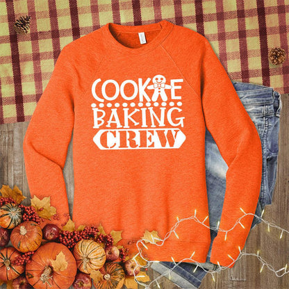 Cookie Baking Crew Sweatshirt Orange - Festive 'Cookie Baking Crew' graphic on a sweatshirt for holiday bakers