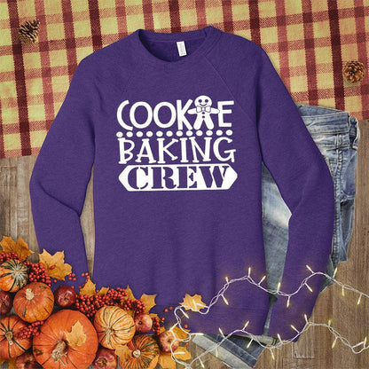 Cookie Baking Crew Sweatshirt Team Purple - Festive 'Cookie Baking Crew' graphic on a sweatshirt for holiday bakers