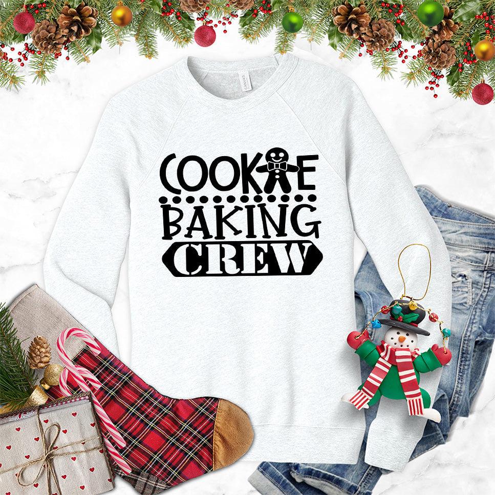Cookie Baking Crew Sweatshirt White - Festive 'Cookie Baking Crew' graphic on a sweatshirt for holiday bakers