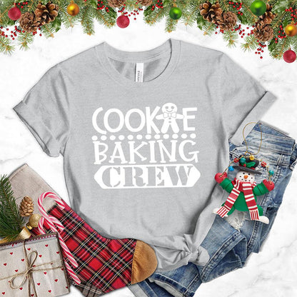 Cookie Baking Crew T-Shirt Athletic Heather - Graphic tee with "Cookie Baking Crew" and gingerbread man for baking enthusiasts