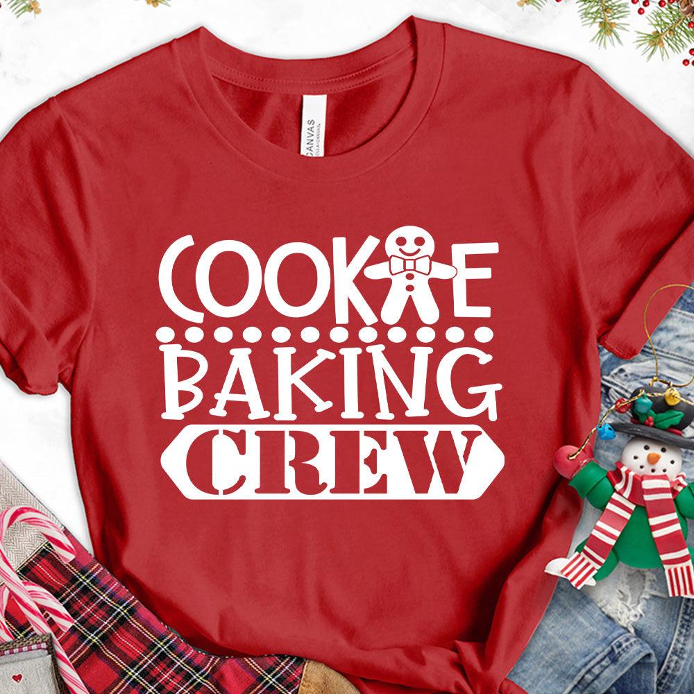 Cookie Baking Crew T-Shirt Canvas Red - Graphic tee with "Cookie Baking Crew" and gingerbread man for baking enthusiasts