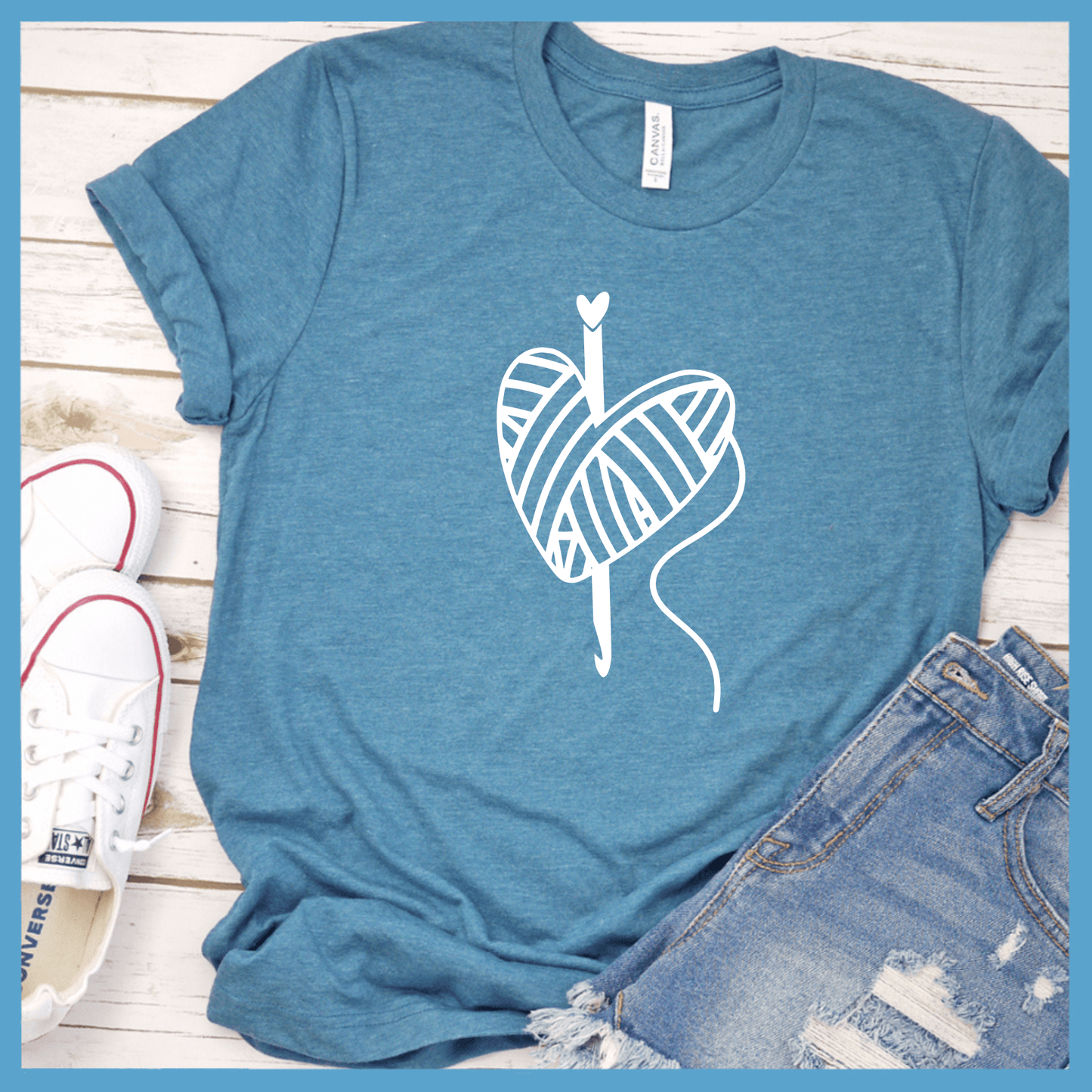Crochet Hook & Heart Yarn T-Shirt
