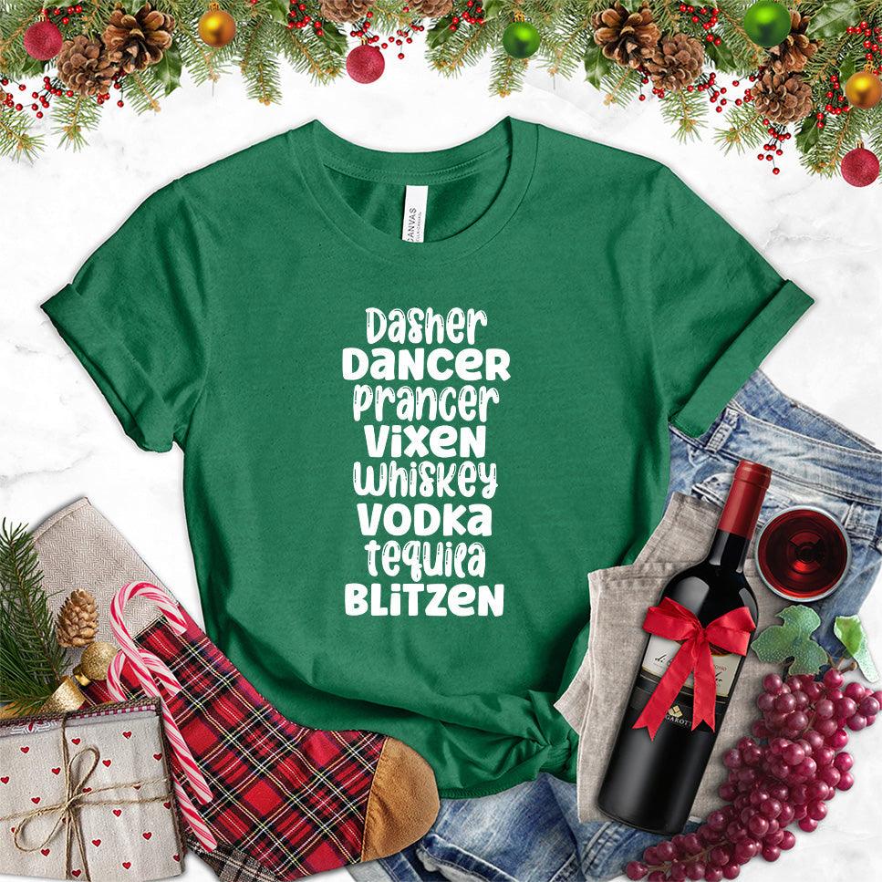Dasher Dancer Prancer Vixen Whiskey T-Shirt - Brooke & Belle