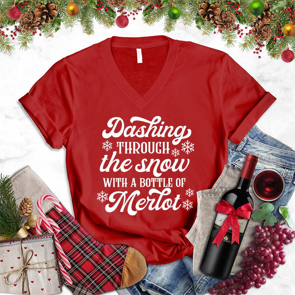 Dashing Through The Snow With A Bottle Of Merlot V-Neck - Brooke & Belle