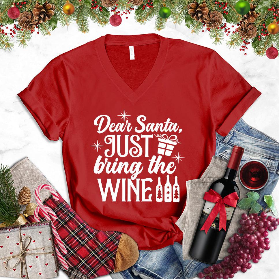 Dear Santa Just Bring The Wine Version 2 V-Neck - Brooke & Belle