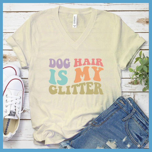 Dog Hair Is My Glitter Colored Print V-Neck - Brooke & Belle