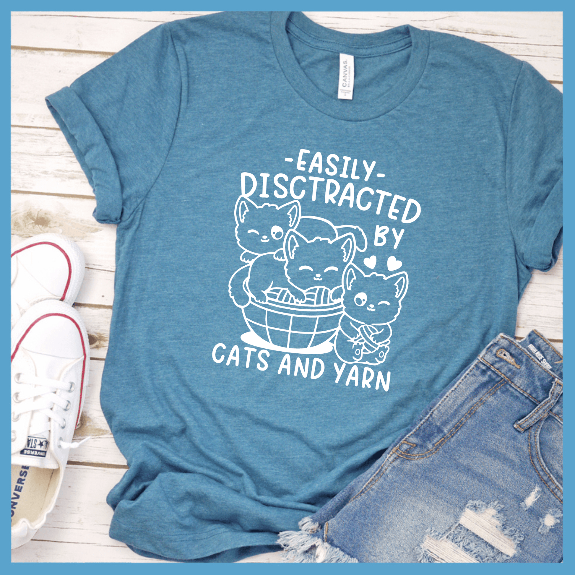 Easily Distracted Cats And Yarns T-Shirt - Brooke & Belle