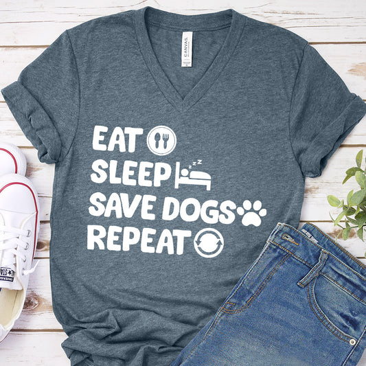 Eat Sleep Save Dogs Repeat V-Neck