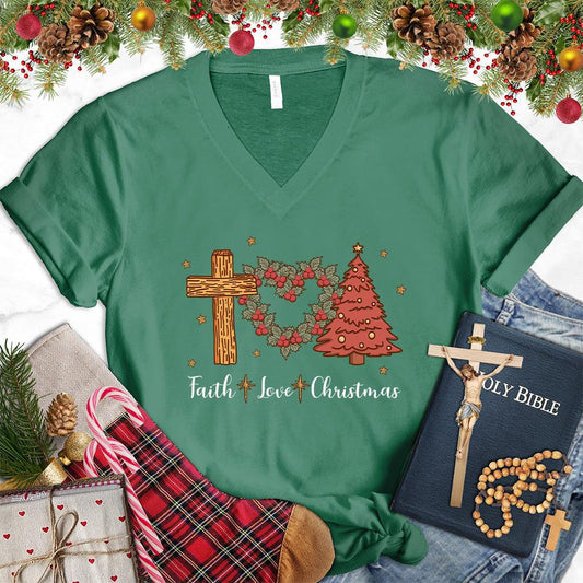 Faith Love Christmas Colored Edition V-Neck - Brooke & Belle