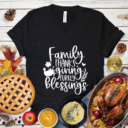 Family Thanksgiving Turkey Blessings V-Neck - Brooke & Belle
