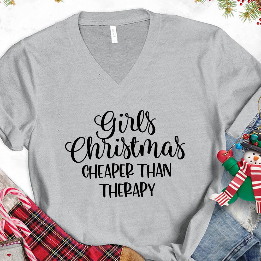 Girls Christmas Cheaper Than Therapy V-Neck - Brooke & Belle