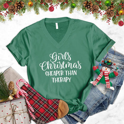 Girls Christmas Cheaper Than Therapy V-Neck - Brooke & Belle