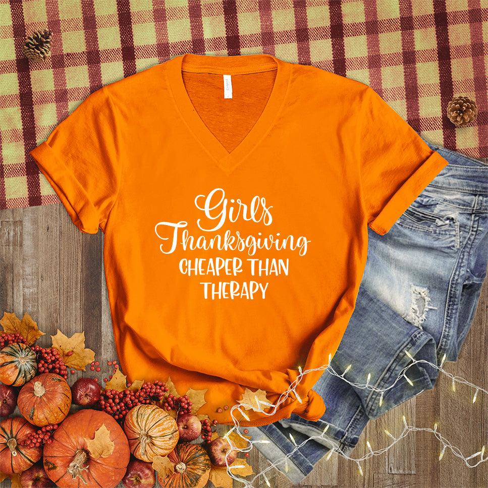 Girls Thanksgiving Cheaper Than Therapy V-Neck - Brooke & Belle