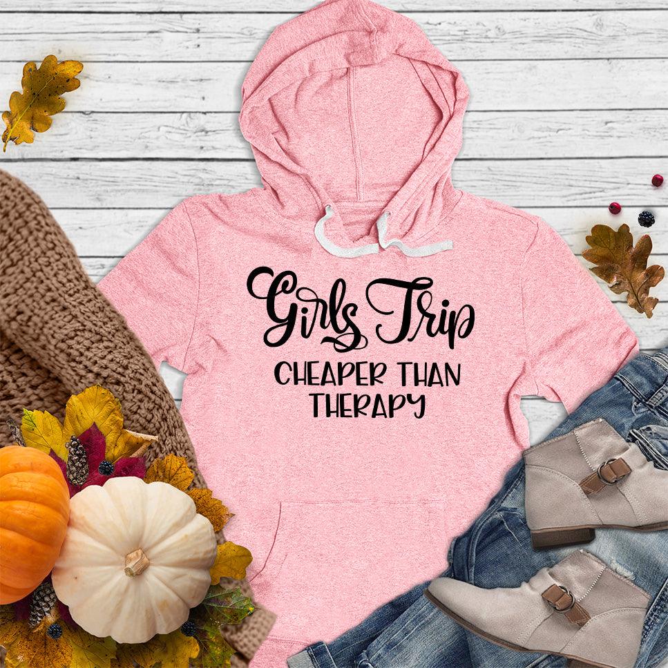 Girls Trip Hoodie Pink - Friendly group adventure-themed hoodie with fun slogan.