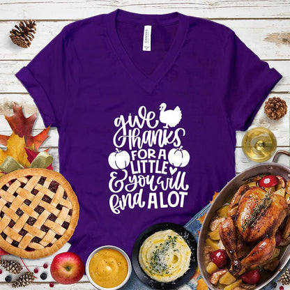 Give Thanks For A Little & You Will Find A Lot Version 4 V-Neck - Brooke & Belle