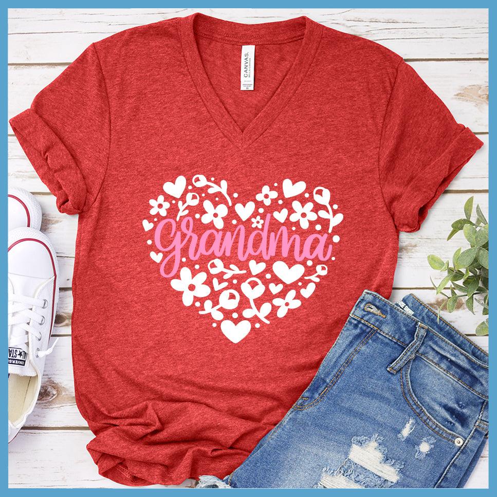 Grandma Heart Pink Edition Colored V-neck - Brooke & Belle