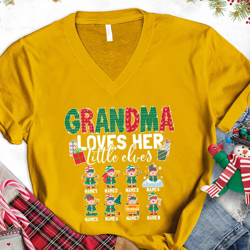 Grandma Loves Her Little Elves Version 1 Colored Edition Personalized V-Neck - Brooke & Belle
