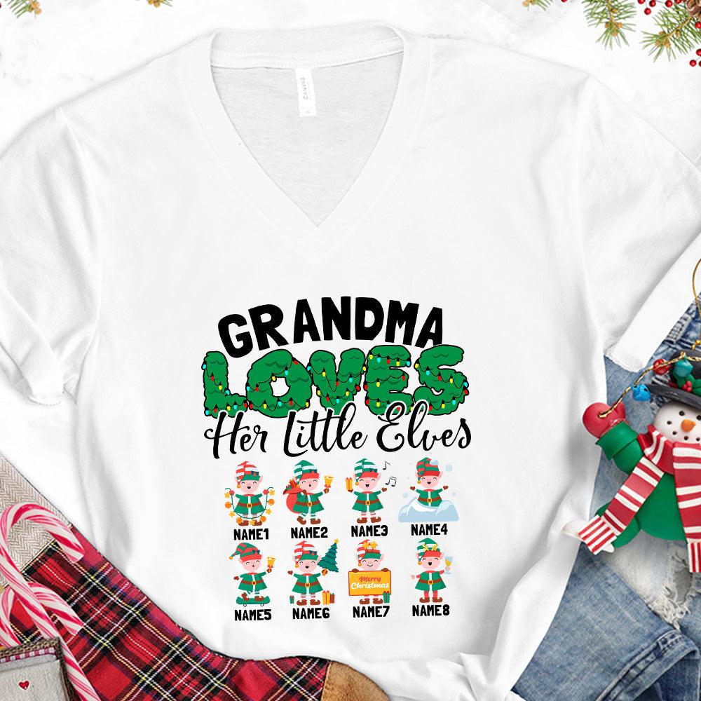 Grandma Loves Her Little Elves Version 2 Colored Edition Personalized V-Neck - Brooke & Belle