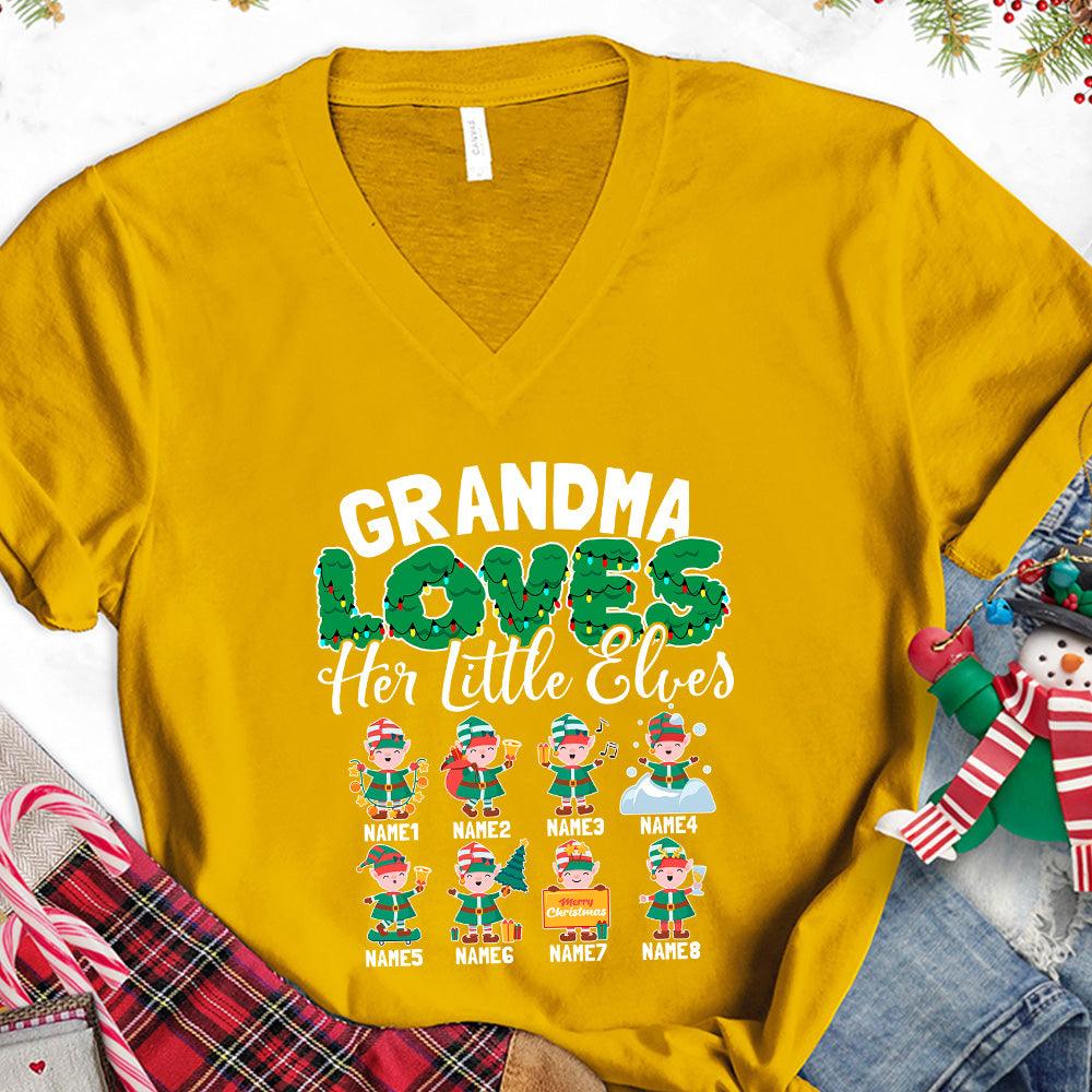 Grandma Loves Her Little Elves Version 2 Colored Edition Personalized V-Neck - Brooke & Belle