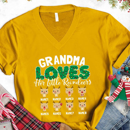 Grandma Loves Her Little Reindeers Version 2 Colored Edition Personalized V-Neck - Brooke & Belle