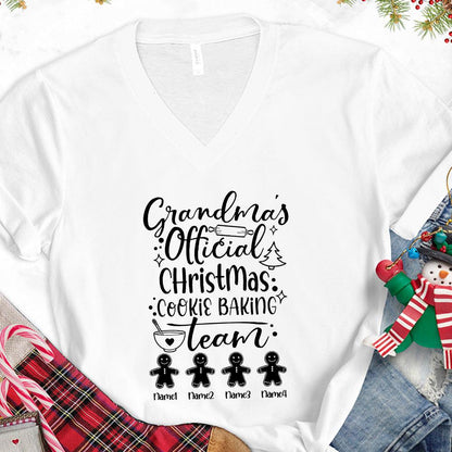 Grandma's Official Christmas Cookie Baking Team Version 1 Personalized V-Neck - Brooke & Belle