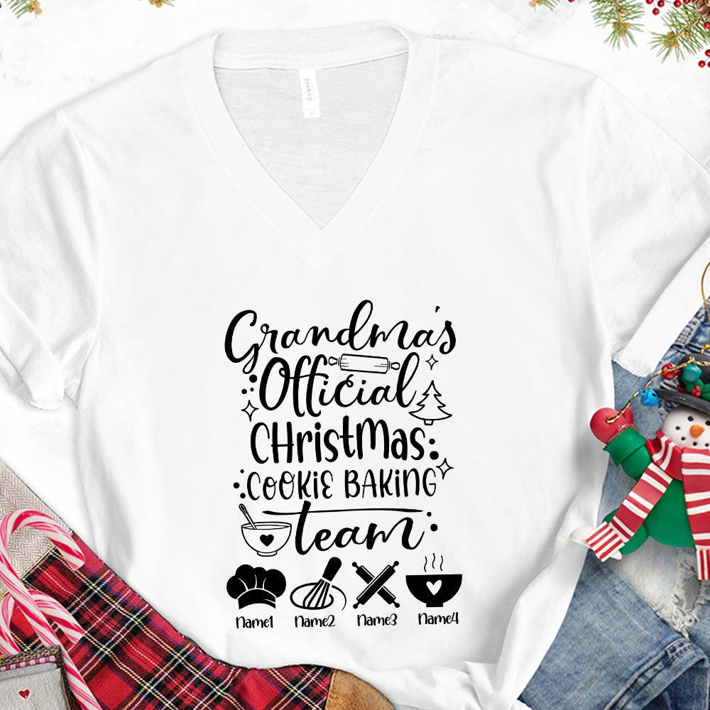Grandma's Official Christmas Cookie Baking Team Version 2 Personalized V-Neck - Brooke & Belle