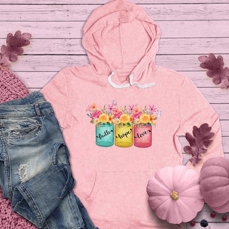 Faith Hope Love Floral Colored Hoodie Pink Edition