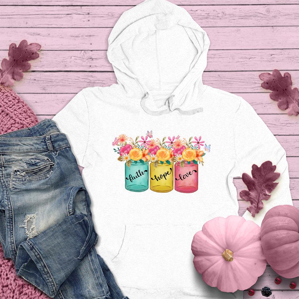 Faith Hope Love Floral Colored Hoodie Pink Edition