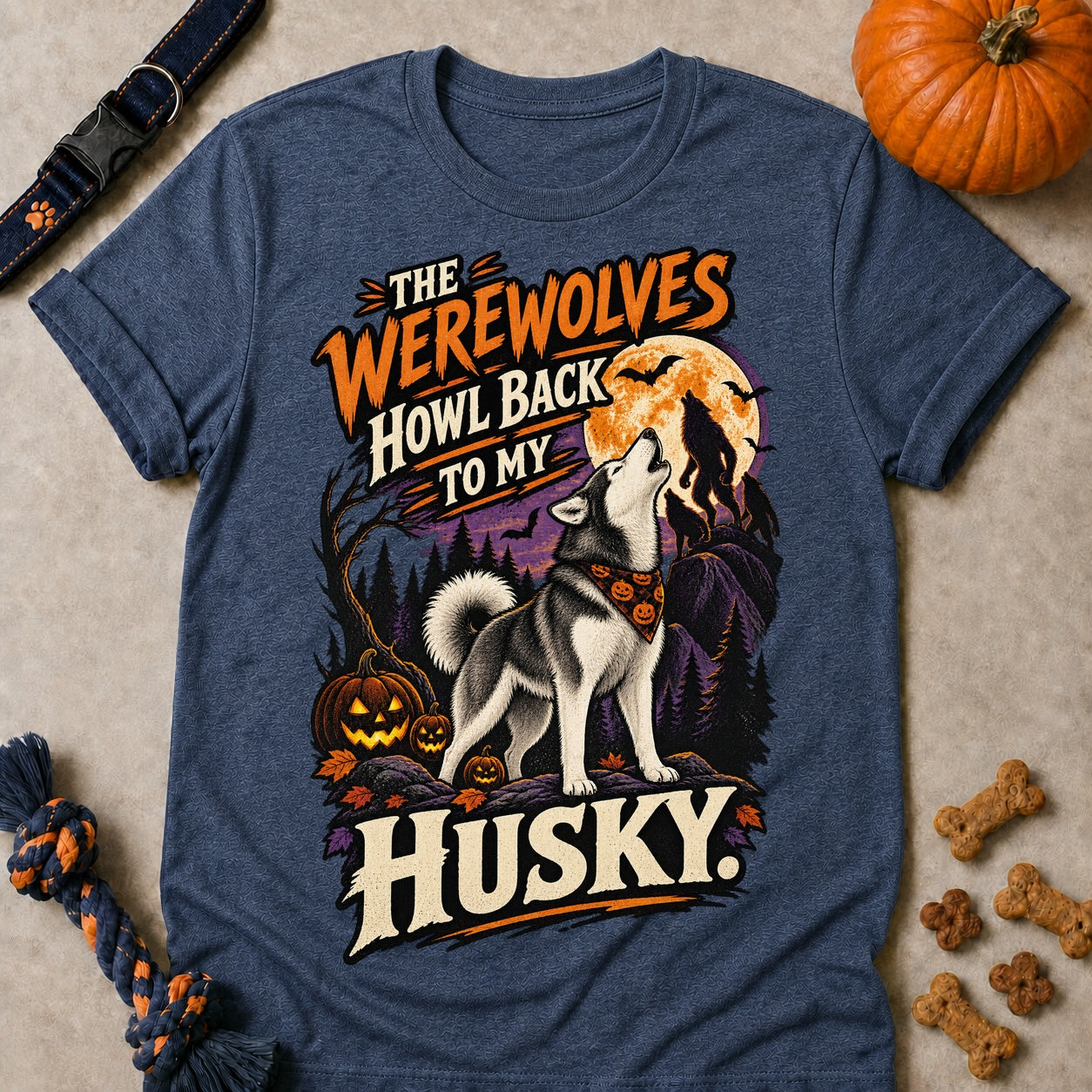The Werewolves Howl Back T-shirt - Heather Navy - Brooke & Belle