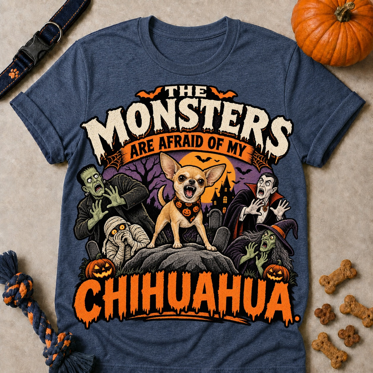 Afraid Of My Chihuahua T-shirt - Heather Navy - Brooke & Belle