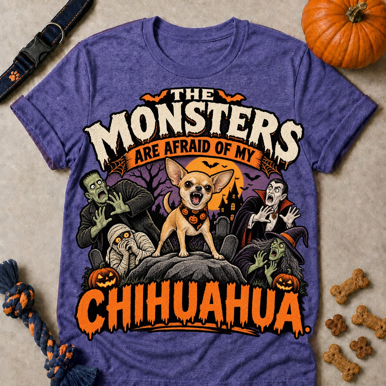 Afraid Of My Chihuahua T-shirt - Heather Purple - Brooke & Belle
