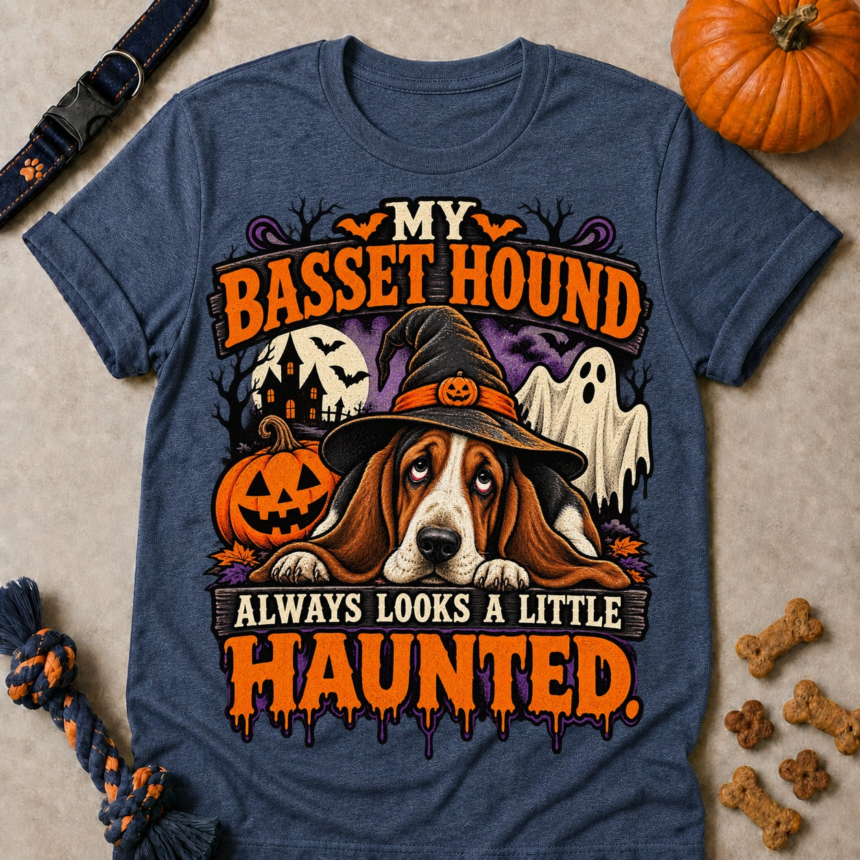 A Little Haunted T-shirt - Heather Navy - Brooke & Belle