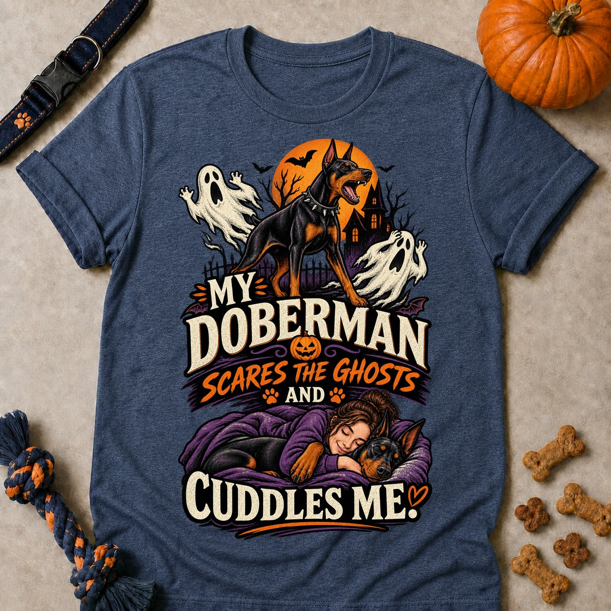 Scares The Ghosts T-shirt - Heather Navy - Brooke & Belle