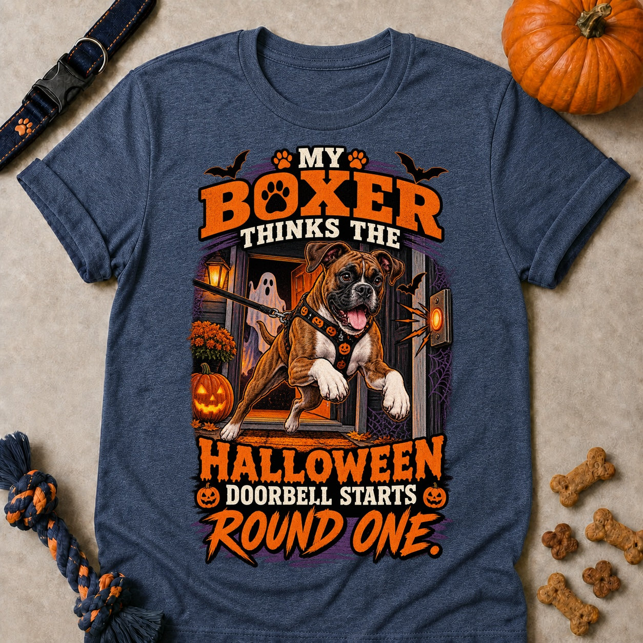 Doorbell Round One T-shirt - Heather Navy - Brooke & Belle