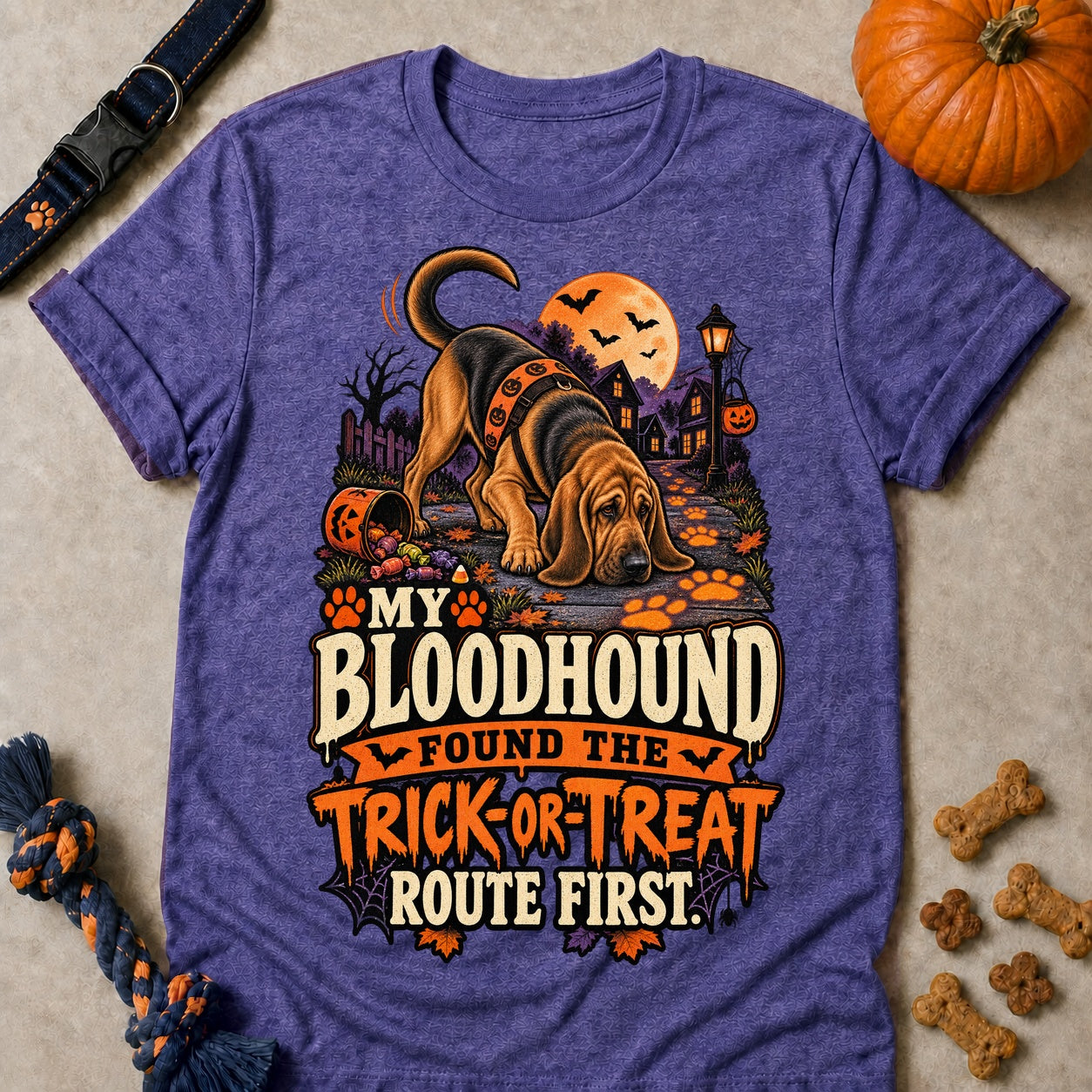 Trick-Or-Treat Route T-shirt - Heather Purple - Brooke & Belle