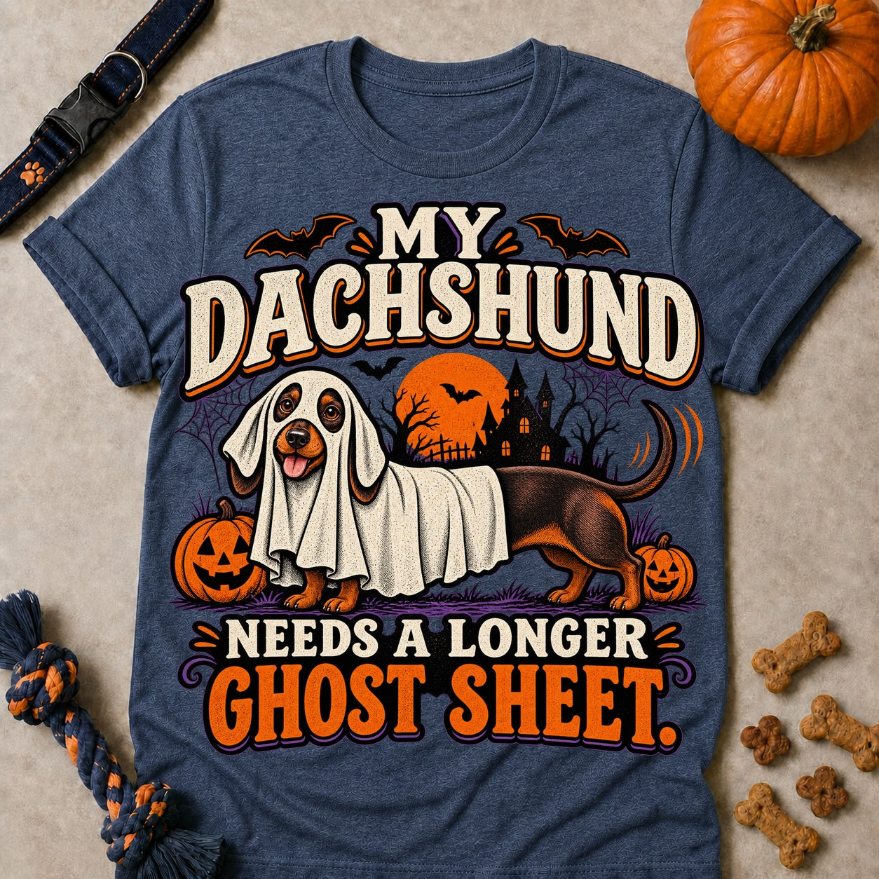Longer Ghost Sheet T-shirt - Heather Navy - Brooke & Belle