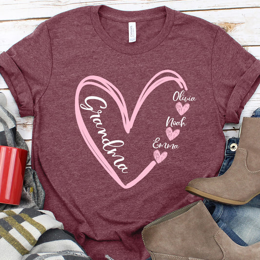 Grandma Heart Colored Edition Personalized T-Shirt