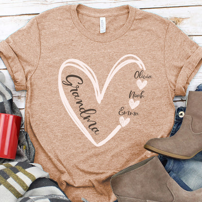 Grandma Heart Colored Edition Personalized T-Shirt