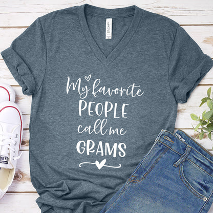 My Favorite People Call Me Grams V-Neck