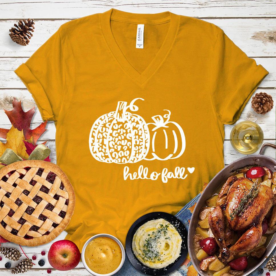 Hello Fall Pumpkin V-Neck - Brooke & Belle