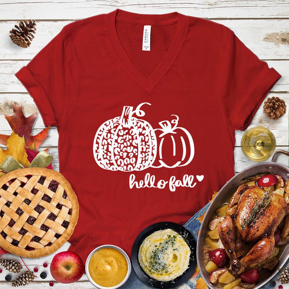 Hello Fall Pumpkin V-Neck - Brooke & Belle