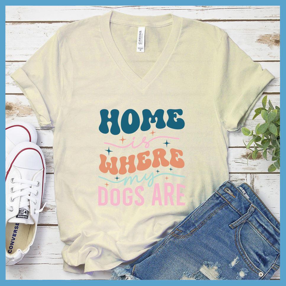 Home Is Where My Dogs Are Colored Print V-Neck