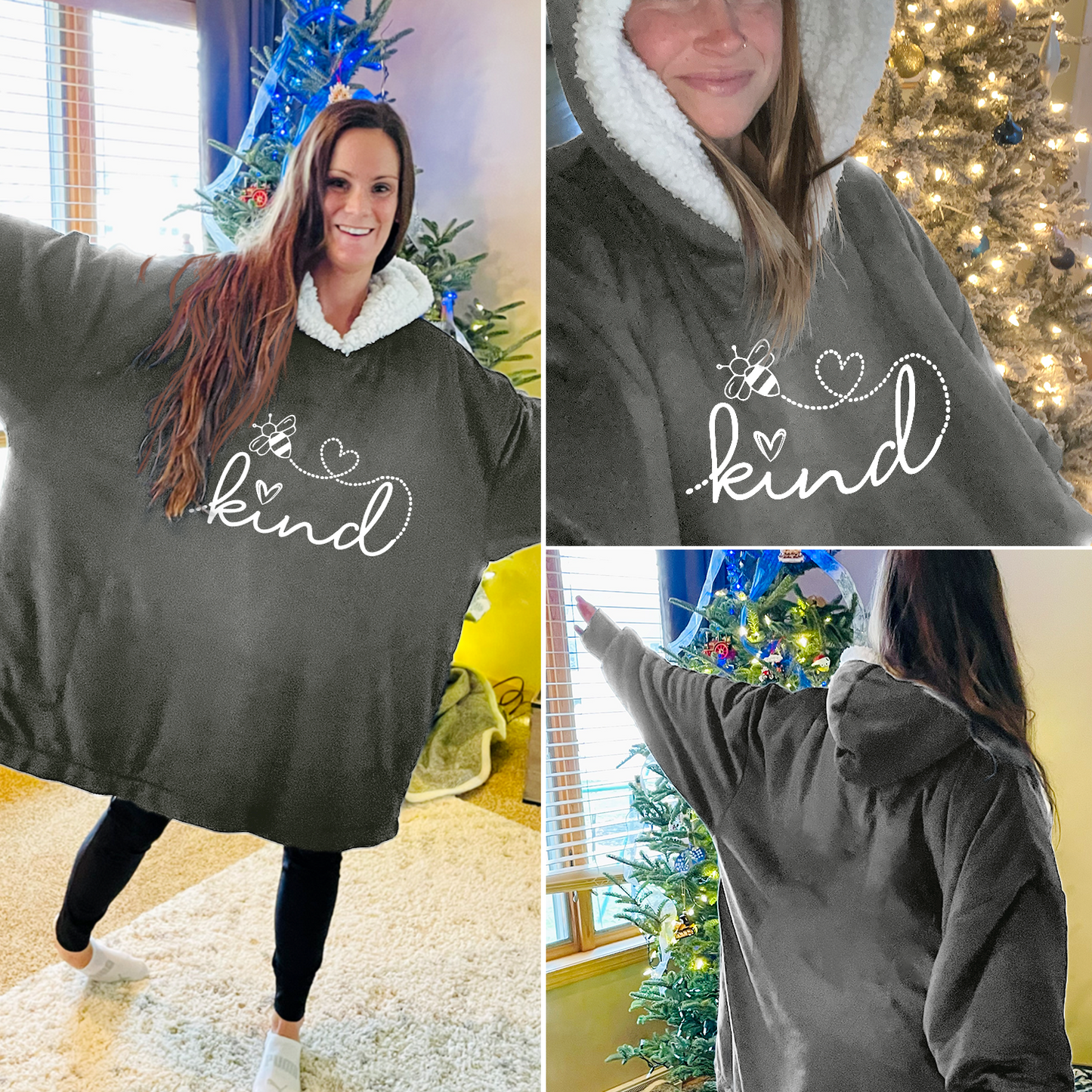 Bee Kind Wearable Hooded Blanket