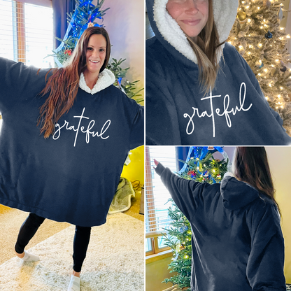 Grateful Wearable Hooded Blanket