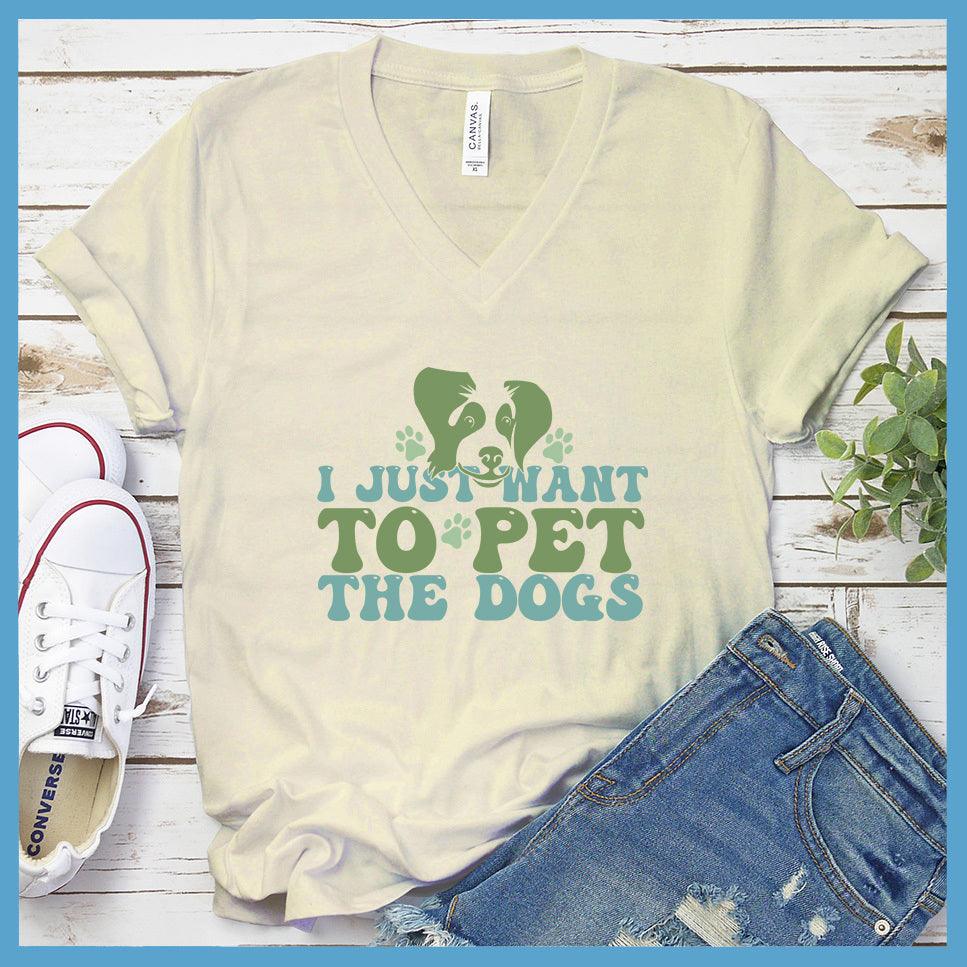I Just Want To Pet The Dogs Colored Print V-Neck - Brooke & Belle