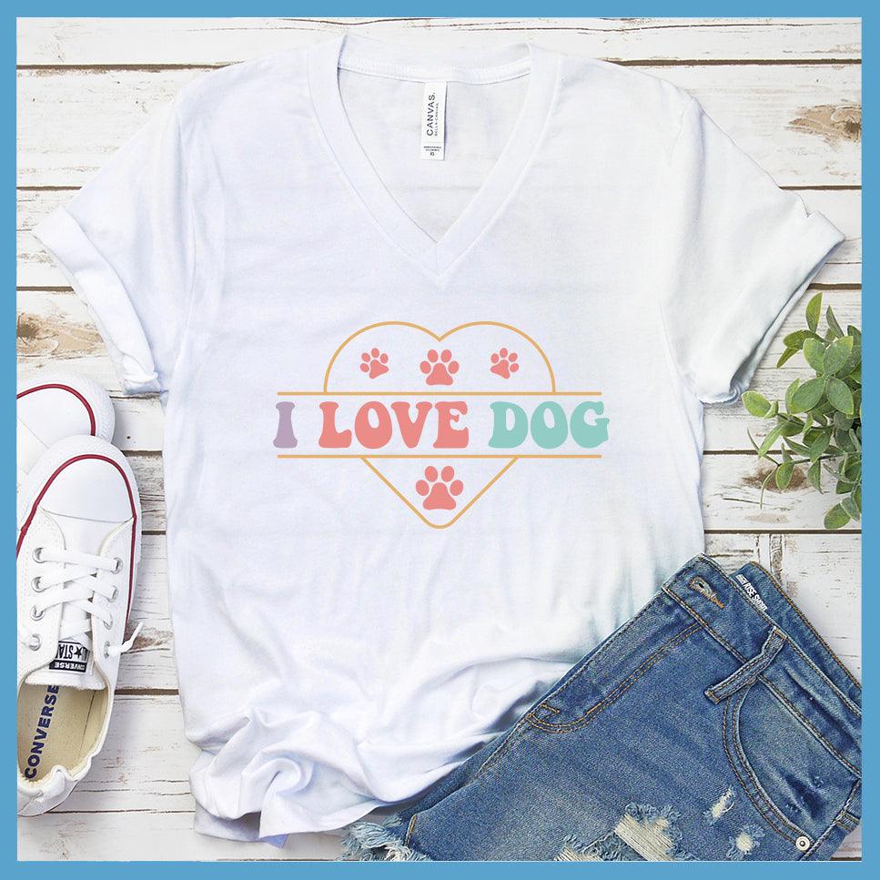 I Love Dog Colored Print V-Neck - Brooke & Belle