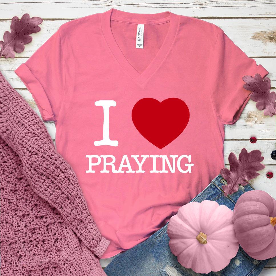 I Heart Praying Colored V-Neck Pink Edition - Brooke & Belle